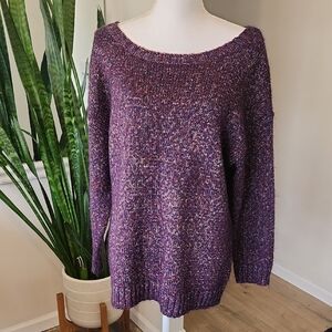 CJ Banks Boatneck Sweater Multicolor Metalic Thread Sz 1X